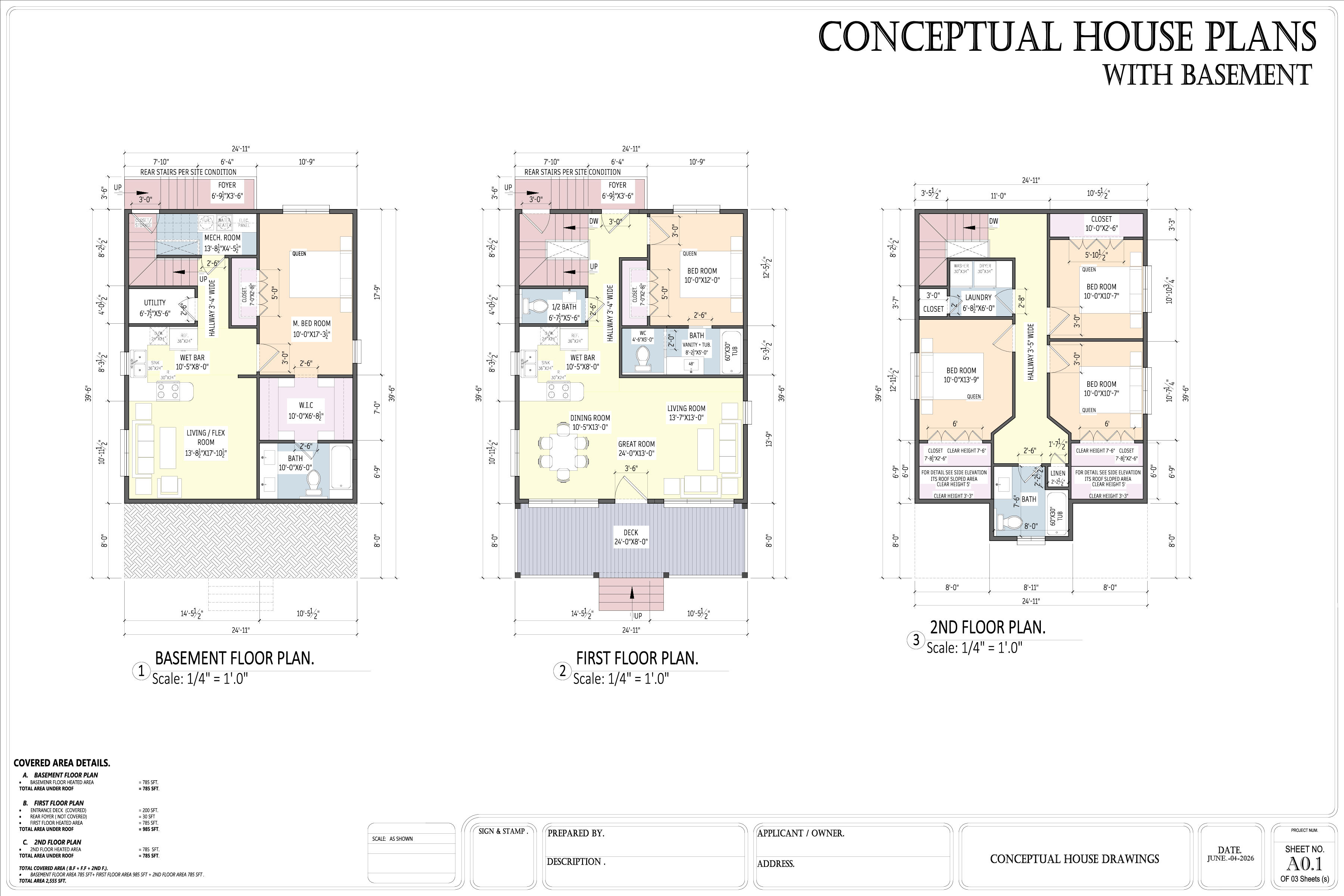 Two-Story Basement Home, sheet 1 of 3